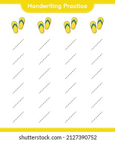 Handwriting practice. Tracing lines of Flip Flop. Educational children game, printable worksheet, vector illustration