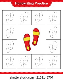 Handwriting practice. Tracing lines of Flip Flop. Educational children game, printable worksheet, vector illustration