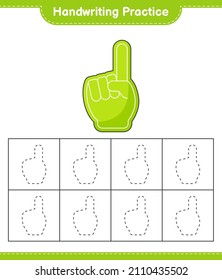 Handwriting practice. Tracing lines of Foam Finger. Educational children game, printable worksheet, vector illustration