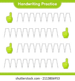 Práctica de escritura a mano. Trazando líneas de dedo de espuma. Juego infantil educativo, hoja de cálculo imprimible, ilustración vectorial
