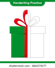 Handwriting practice. Tracing lines of Gift Boxes. Educational children game, printable worksheet, vector illustration