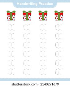 Handwriting practice. Tracing lines of Gift Box. Educational children game, printable worksheet, vector illustration
