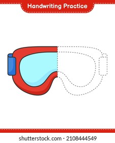 Handwriting practice. Tracing lines of Goggle. Educational children game, printable worksheet, vector illustration