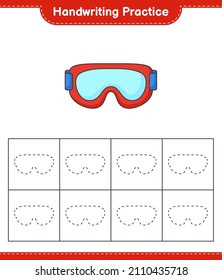 Handwriting practice. Tracing lines of Goggle. Educational children game, printable worksheet, vector illustration