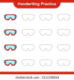 Handwriting practice. Tracing lines of Goggle. Educational children game, printable worksheet, vector illustration