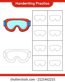 Handwriting practice. Tracing lines of Goggle. Educational children game, printable worksheet, vector illustration