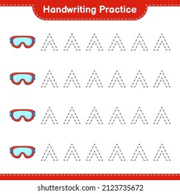 Handwriting practice. Tracing lines of Goggle. Educational children game, printable worksheet, vector illustration