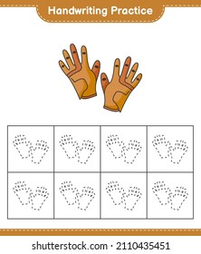 Handwriting practice. Tracing lines of Golf Gloves. Educational children game, printable worksheet, vector illustration