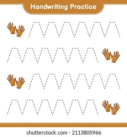 Handwriting practice. Tracing lines of Golf Gloves. Educational children game, printable worksheet, vector illustration