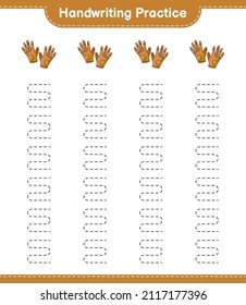 Handwriting practice. Tracing lines of Golf Gloves. Educational children game, printable worksheet, vector illustration
