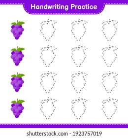 Handwriting practice. Tracing lines of Grape. Educational children game, printable worksheet, vector illustration