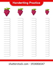 Handwriting practice. Tracing lines of Grape. Educational children game, printable worksheet, vector illustration