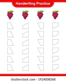 Handwriting practice. Tracing lines of Grape. Educational children game, printable worksheet, vector illustration