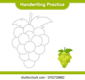 Handwriting practice. Tracing lines of Grape. Educational children game, printable worksheet, vector illustration