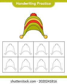 Handwriting practice. Tracing lines of Hat. Educational children game, printable worksheet, vector illustration