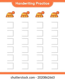 Handwriting practice. Tracing lines of Hat. Educational children game, printable worksheet, vector illustration