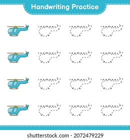 Handwriting practice. Tracing lines of Helicopter. Educational children game, printable worksheet, vector illustration