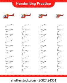 Handwriting practice. Tracing lines of Helicopter. Educational children game, printable worksheet, vector illustration