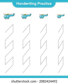 Handwriting practice. Tracing lines of Helicopter. Educational children game, printable worksheet, vector illustration
