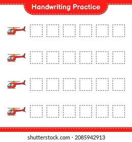 Handwriting practice. Tracing lines of Helicopter. Educational children game, printable worksheet, vector illustration