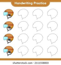 Handwriting practice. Tracing lines of Hockey Helmet. Educational children game, printable worksheet, vector illustration