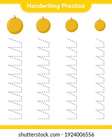Handwriting practice. Tracing lines of Honey Melon. Educational children game, printable worksheet, vector illustration