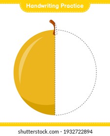 Handwriting practice. Tracing lines of Honey Melon. Educational children game, printable worksheet, vector illustration