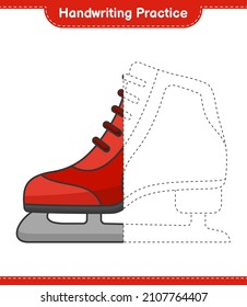 Handwriting practice. Tracing lines of Ice Skates. Educational children game, printable worksheet, vector illustration