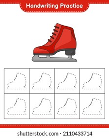 Handwriting practice. Tracing lines of Ice Skates. Educational children game, printable worksheet, vector illustration
