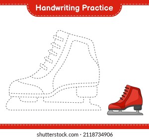 Handwriting practice. Tracing lines of Ice Skates. Educational children game, printable worksheet, vector illustration