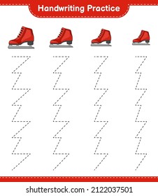 Handwriting practice. Tracing lines of Ice Skates. Educational children game, printable worksheet, vector illustration