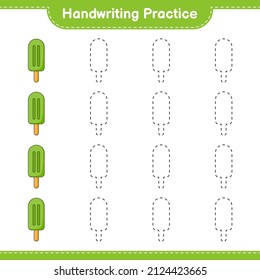 Handwriting practice. Tracing lines of Ice Cream. Educational children game, printable worksheet, vector illustration