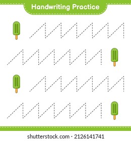 Handwriting practice. Tracing lines of Ice Cream. Educational children game, printable worksheet, vector illustration