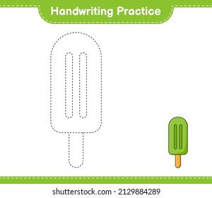 Handwriting practice. Tracing lines of Ice Cream. Educational children game, printable worksheet, vector illustration