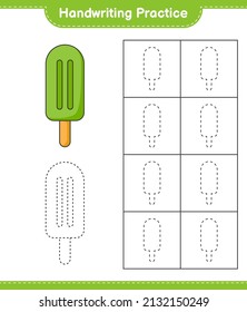 Handwriting practice. Tracing lines of Ice Cream. Educational children game, printable worksheet, vector illustration