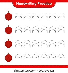Práctica de escritura a mano. Rastreo de Ita Palm. Juego infantil educativo, hoja de cálculo imprimible, ilustración vectorial