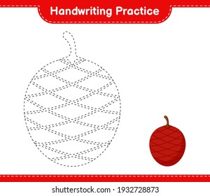 Handwriting practice. Tracing lines of Ita Palm. Educational children game, printable worksheet, vector illustration