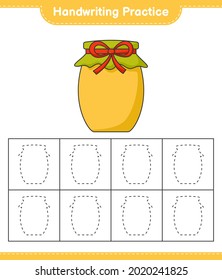 Práctica de escritura a mano. Rastreo de líneas de Jam. Juego infantil educativo, hoja de cálculo imprimible, ilustración vectorial