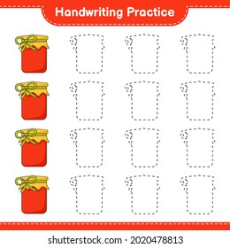 Handwriting practice. Tracing lines of Jam. Educational children game, printable worksheet, vector illustration