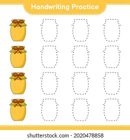 Handwriting practice. Tracing lines of Jam. Educational children game, printable worksheet, vector illustration