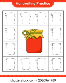 Handwriting practice. Tracing lines of Jam. Educational children game, printable worksheet, vector illustration