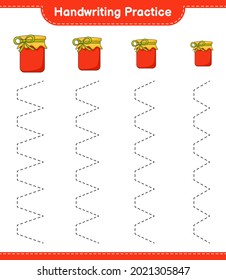 Handwriting practice. Tracing lines of Jam. Educational children game, printable worksheet, vector illustration