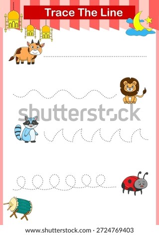 Handwriting Practice. Tracing lines for kids with animals. Vector Illustration