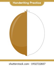 Handwriting practice. Tracing lines of Kiwi. Educational children game, printable worksheet, vector illustration