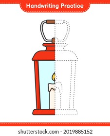 Handwriting practice. Tracing lines of Lantern. Educational children game, printable worksheet, vector illustration