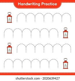 Handwriting practice. Tracing lines of Lantern. Educational children game, printable worksheet, vector illustration