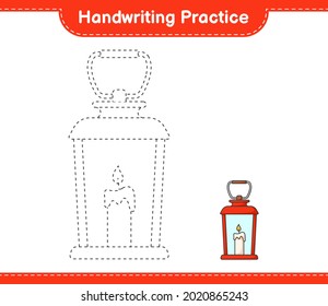 Handwriting practice. Tracing lines of Lantern. Educational children game, printable worksheet, vector illustration