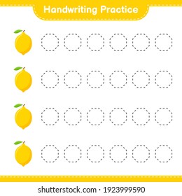 Handwriting practice. Tracing lines of Lemon. Educational children game, printable worksheet, vector illustration