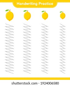Handwriting practice. Tracing lines of Lemon. Educational children game, printable worksheet, vector illustration