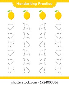 Handwriting practice. Tracing lines of Lemon. Educational children game, printable worksheet, vector illustration